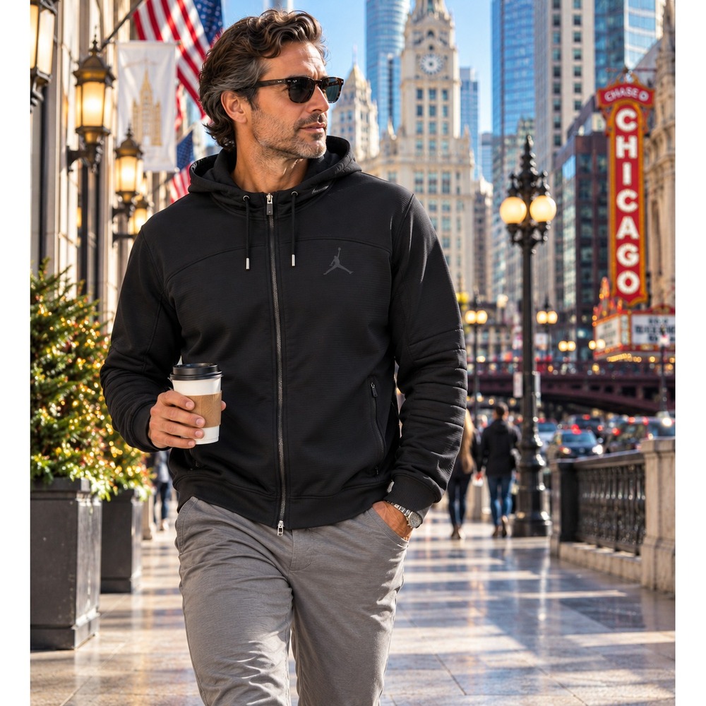 Jordan Mens XL Full Zip Hoodie Black Performance Mesh Lined Jumpman Jacket